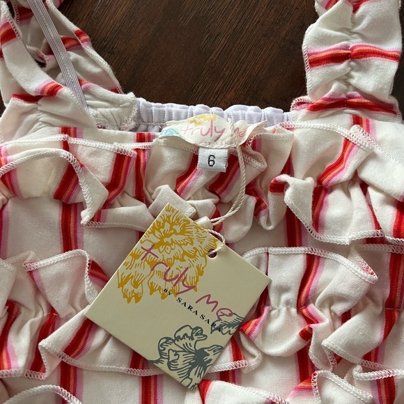 NWT Truly Me Red and White Striped Ruffle Sundress-Size 6 - Picture 3 of 5